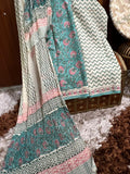 Premium Hand Block Printed Cotton Suit With Chiffon Dupatta (OCOTCH008)