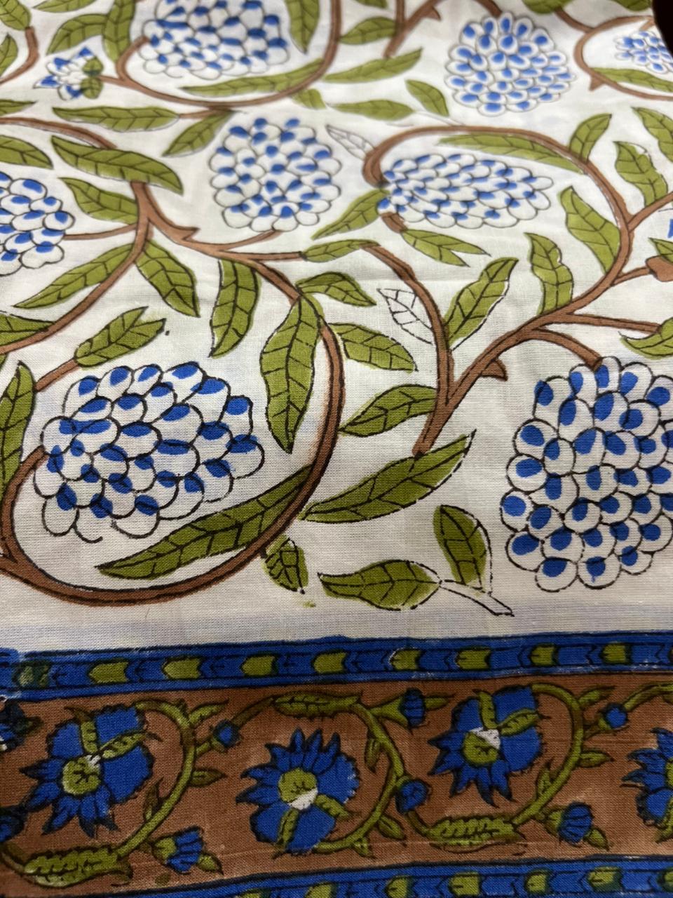 Ivory Bloom & Olive Trails Printed Cotton Suit With Cotton Dupatta (OCOTCO0011)