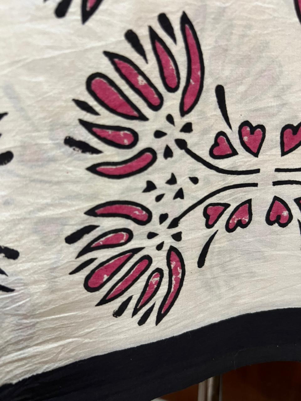 Pink gulmohar Hand Block Printed Cotton Suit With Kota Doria Dupatta (OCOTKO009)