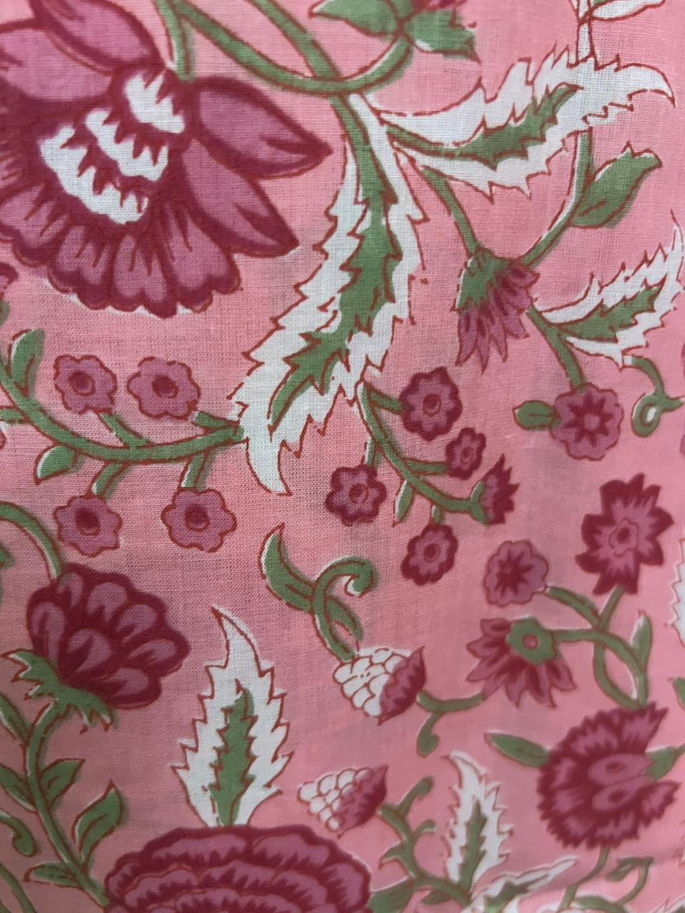Pink Floral Print Cotton Suit With Kota Doria Dupatta (OCOTKO0010)