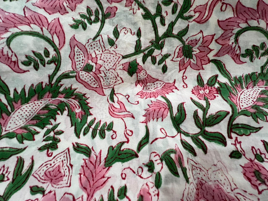 Yellow Pink Floral Print Cotton Suit With Kota Doria Dupatta (OCOTKO008)