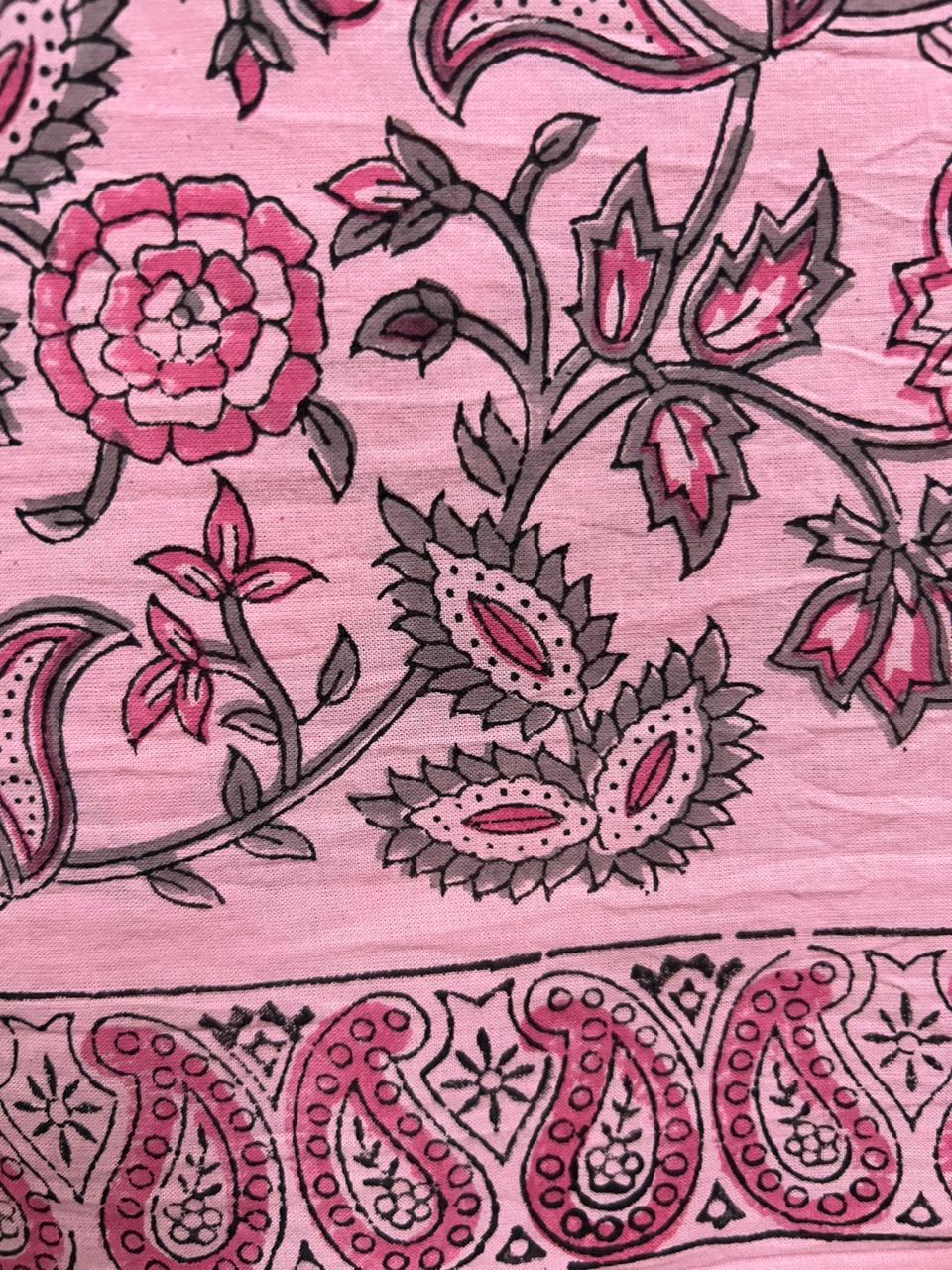 Hand Printed Cotton Suit With Chanderi Dupatta Set (OCOTCH001)