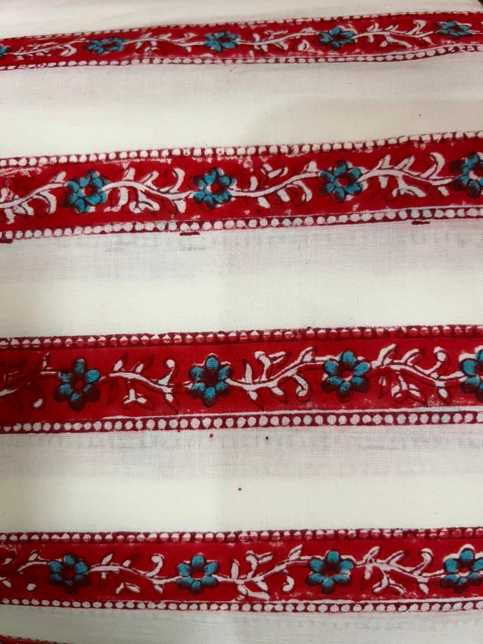 Exclusive Red Hand Block Printed Cotton Suit With Chanderi Dupatta (OCOTCH002)