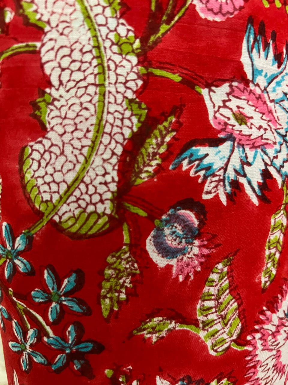 Exclusive Red Hand Block Printed Cotton Suit With Chanderi Dupatta (OCOTCH002)
